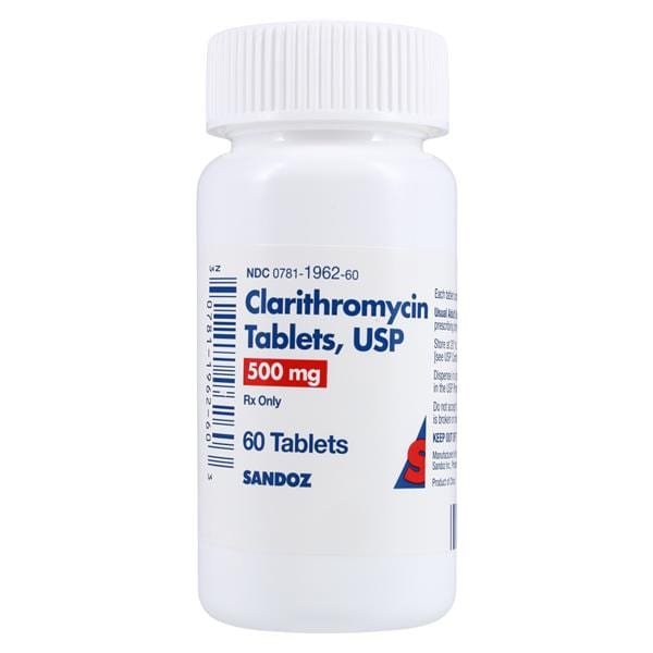 Clarithromycin Tablets 500mg Bottle 60/Bottle Each