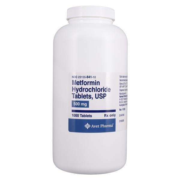 Metformin HCl Tablets 500mg Bottle 1000/Bt