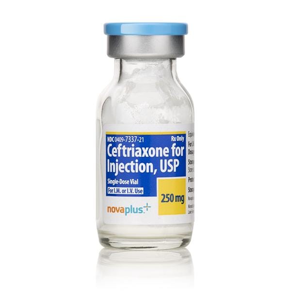 Novaplus Ceftriaxone Sodium Powder Injection 250mg/Vl SDV 10/Package