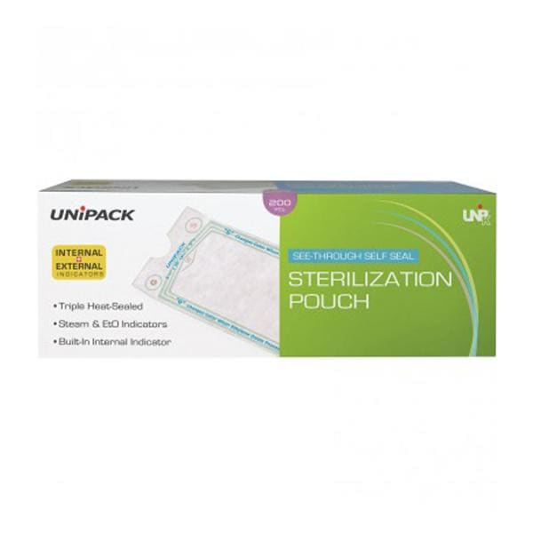 Unipack Sterilization Pouch Heat Sealed 3.25 in x 12 in 200/Bx