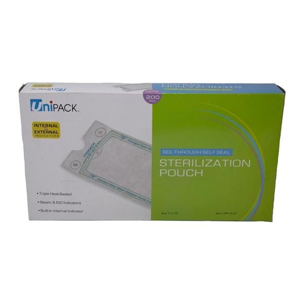 Sterilization Pouch Heat Sealed 7.5 in x 13 in 200/Bx