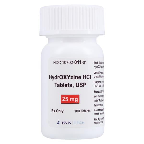 Hydroxyzine HCl Tablets 25mg Bottle 100/Bt