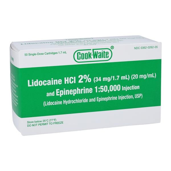 Cook Waite Lidocaine 2% Epinephrine 1:50,000 1.7 mL 50/Bx