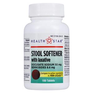 Docusate Sodium Tablets 50/8.6mg Bottle 100/Bt