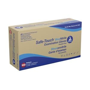 Safe-Touch Nitrile Exam Gloves Medium Blue Non-Sterile