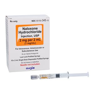 Naloxone HCl Injection 1mg/mL No Needle Prefilled Syringe 2mL 10/Package, 8 PK/CA