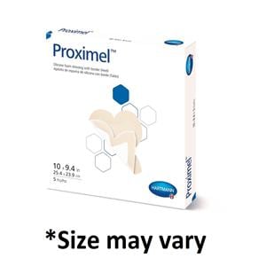 Proximel Silicone Foam Border Dressing 5.5x5" Sterile Heel Adhesive White/Tan