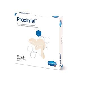 Proximel Silicone Foam Border Dressing 10x9.4" Sterile Heel Adhesive White/Tan