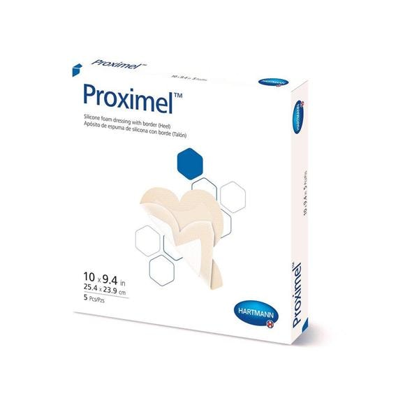 Proximel Silicone Foam Border Dressing 10x9.4" Sterile Heel Adhesive White/Tan