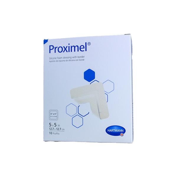 Proximel Silicone Foam Border Dressing 5x5" Sterile Square Adhesive White/Tan