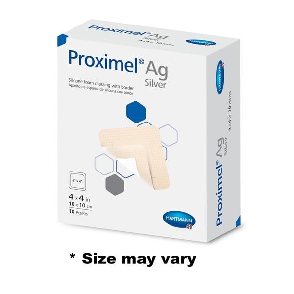 Proximel Ag Silicone Foam Border Dressing 3x3" Sterile Square Adhesive White/Tan