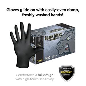 Black Maxx Thin Nitrile Exam Gloves Large Standard Black Non-Sterile