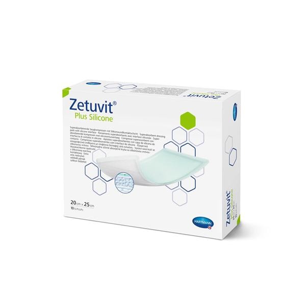 Zetuvit Plus Clls/Plmr Non-Border Dressing 8x10 Strl Rctngl Slcn Adh Spr Abs