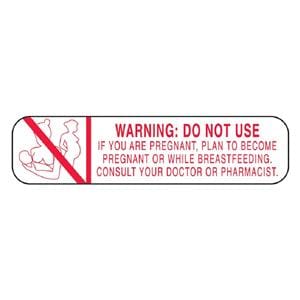 Warning Label Do No If You Are Pregnant White/Red Disp 1-5/8x3/8" NS 1000/Pk