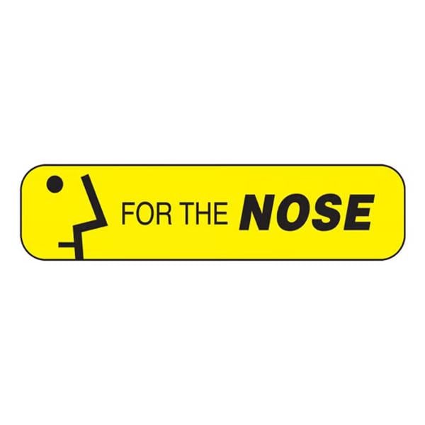 Warning Label For the Nose Yellow w/Black Text Single Use 1-5/8x3/8" NS 1000/Pk