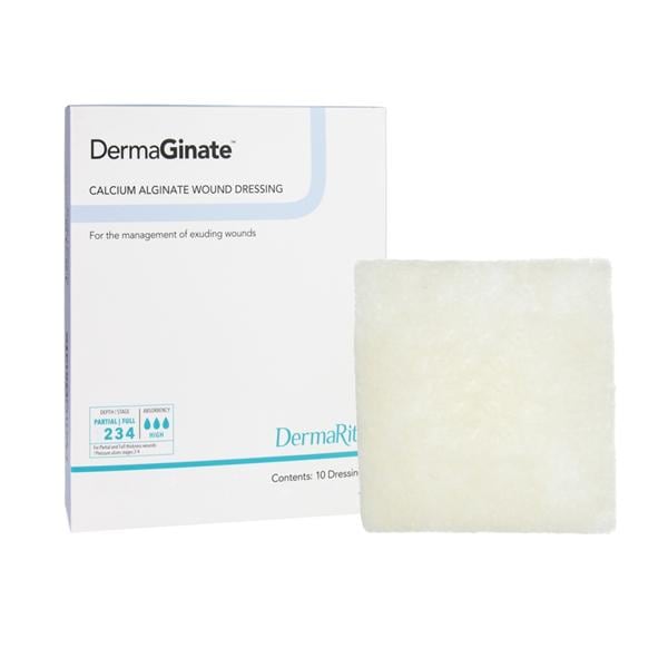 DermaGinate Calcium Alginate Wound Dressing 2x2" Sterile Square White Hi Abs