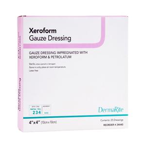 Xeroform Petrolatum Gauze Dressing 4x4" Sterile Sqr 3% Bismuth Tribromophenate