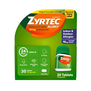 Zyrtec OTC Allergy/Sinus 10mg 30 Count Bottle 30/Bt