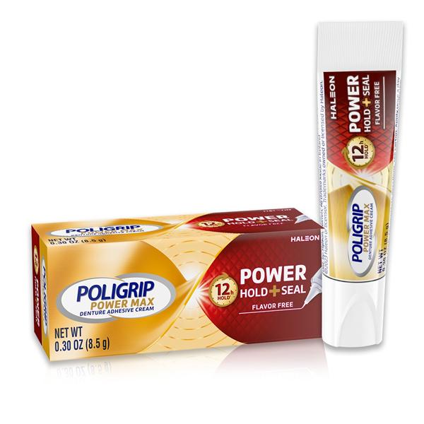 Poligrip Power Max Dntr Adhs Cream ZncFr .3oz 12Hr Hld & Sl Unflvr Tb 48/Ca