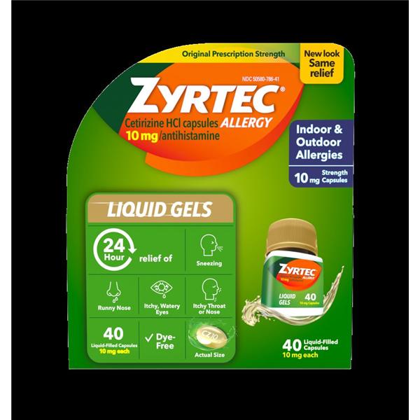 Zyrtec Allergy Oral Liquid Gel Capsules 10mg 40/Bt