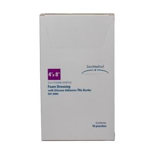 ZeniFOAM Gentle PU Fm Non-Border Dressing 4x8 Strl Rctngl NAdhr Slcn Adh Tn Abs