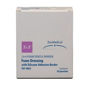 ZeniFOAM GENTLE BORDER PU Fm Border Dressing 3x3 Strl Sqr NAdhr Slcn Adh Tn Abs