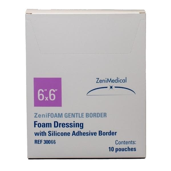 ZeniFOAM GENTLE BORDER PU Fm Border Dressing 6x6 Strl Sqr NAdhr Slcn Adh Tn Abs