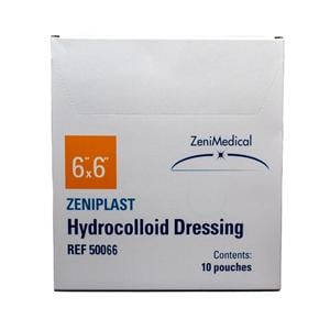 ZeniPLAST Hydrocolloid Wound Dressing 6x6" Sterile Square Adhesive Tan