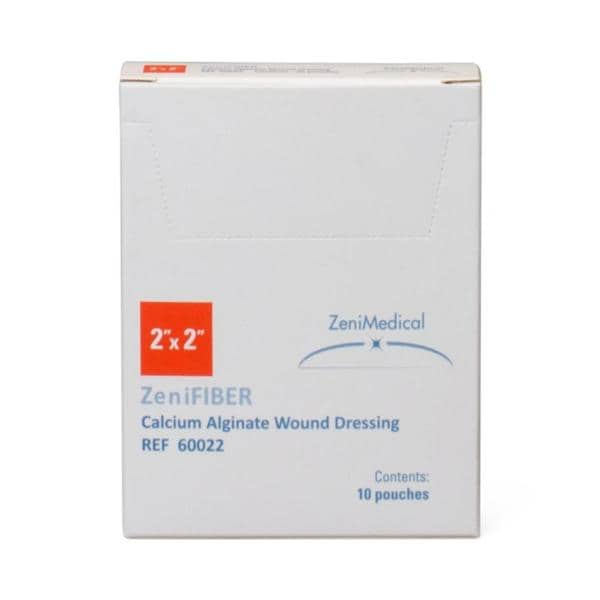 ZeniFIBER Calcium Alginate Wound Dressing 2x2" Sterile Square Tan Hi Abs