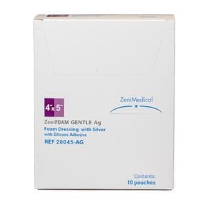 ZeniFOAM Ag GENTLE PU Fm Wound Dressing 4x5 Strl Rctngl Slcn Adh NAdhr Tn LF