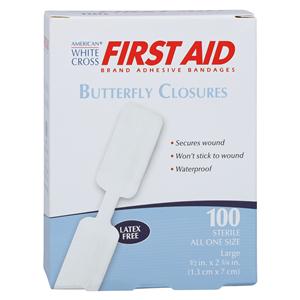 American White Cross First Aid Wnd Clsr Bandage Plstc .5x2.75 Wht Strl 100/Bx