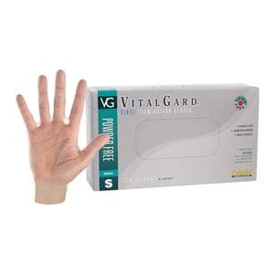 VitalGard PVC Vinyl Coated Exam Gloves Small Clear Non-Sterile