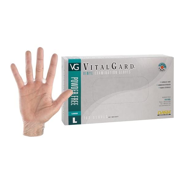 VitalGard PVC Vinyl Coated Exam Gloves Large Clear Non-Sterile
