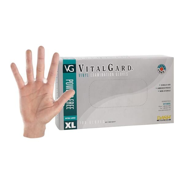 VitalGard PVC Vinyl Coated Exam Gloves X-Large Clear Non-Sterile, 10 BX/CA