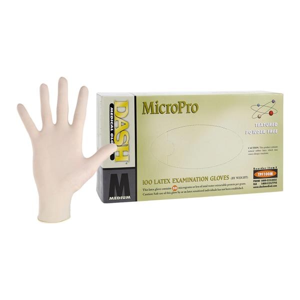 Micropro Latex Exam Gloves Medium Natural Non-Sterile