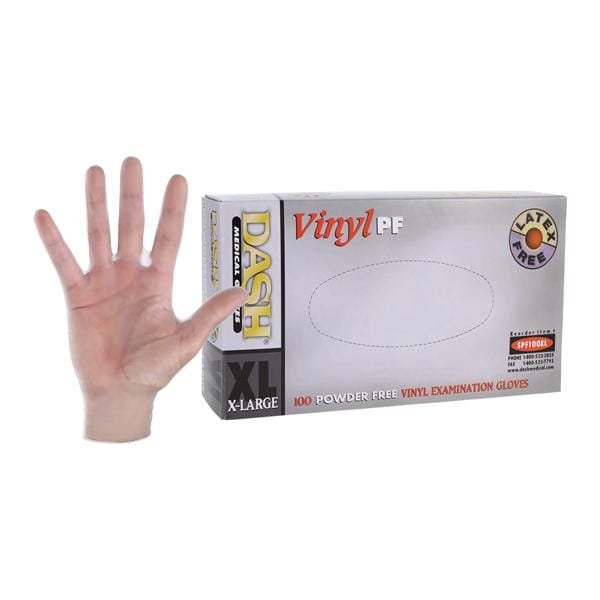 Dash Vinyl Vinyl Exam Gloves X-Large Clear Non-Sterile