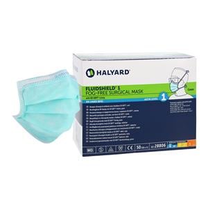 FluidShield Fog-Free Mask ASTM Level 1 Green 50/Bx