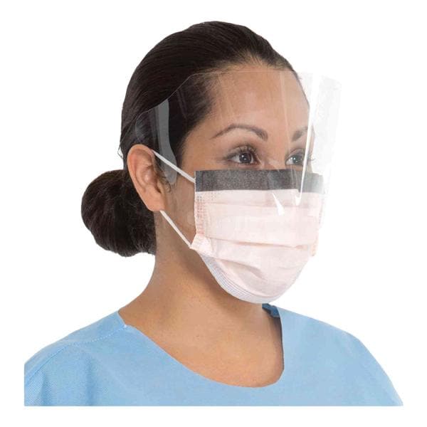 FluidShield Procedure Mask / Shield Combination ASTM Level 3 Anti-Fog Orng 25/Bx