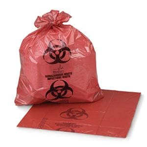 Biohazard Bag 3mil 30-1/2x41" Red/Black Flat Seal Plastic 125/Ca