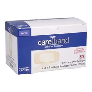 Careband Strip Bandage Sheer 2x4" Natural Sterile 50/Bx, 12 BX/CA