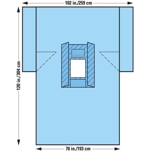 120x76x120" Sterile Laparotomy/Cholecystectomy Drape 12-1/2x13" Fenestrated