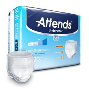 Attends Incontinence Underwear Unisex 22-34" Super Plus White 80/Ca