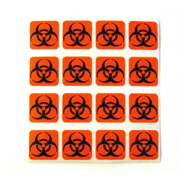 Biohazard Labels Autoclavable 1x1 16/Sheet 1 Sheet 1 Sheet