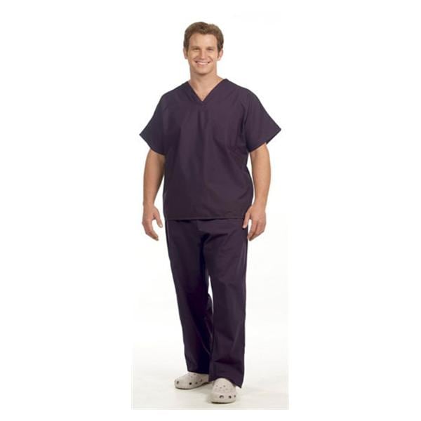 Fashion Seal Scrub Shirt V-Neck 1 Pocket 2X Large Eggplant Unisex Ea