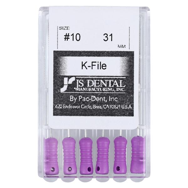 Hand K-File 31 mm Size 10 Stainless Steel Purple 6/Pk