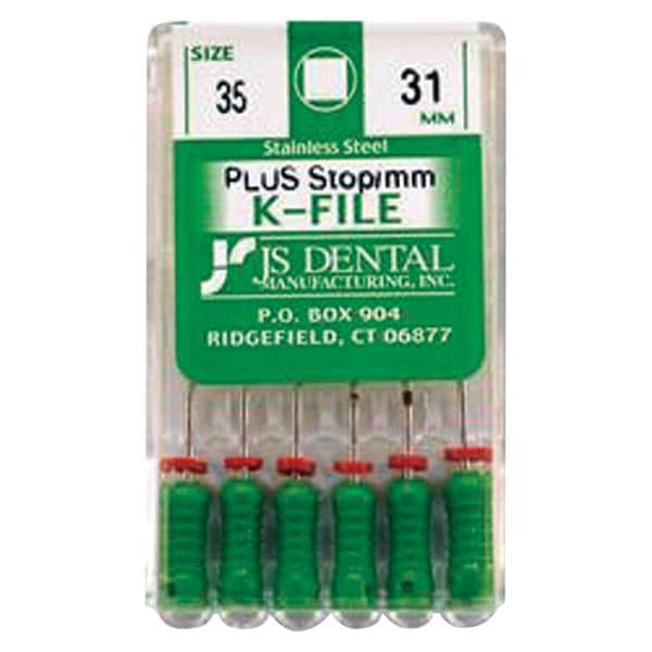 K-File Plus 31 mm Size 35 Stainless Steel Green 6/Bx