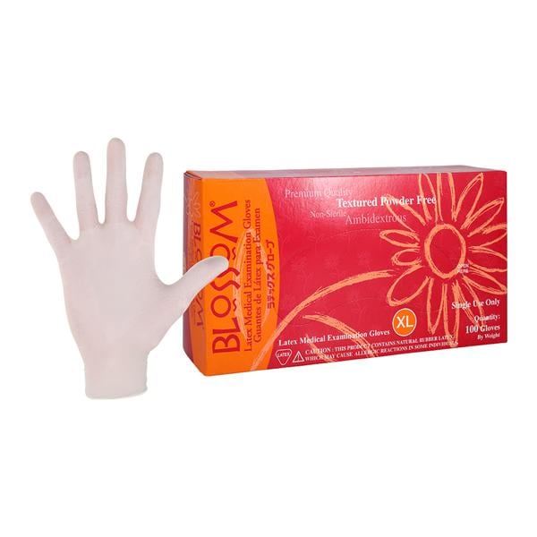 Blossom Latex Exam Gloves X-Large White Non-Sterile, 10 BX/CA