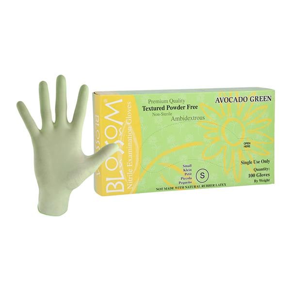 Blossom Nitrile Exam Gloves Small Avocado Green Non-Sterile