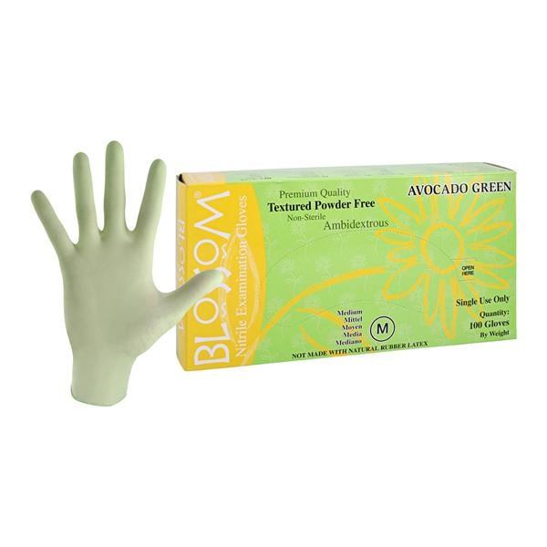 Blossom Nitrile Exam Gloves Medium Avocado Green Non-Sterile