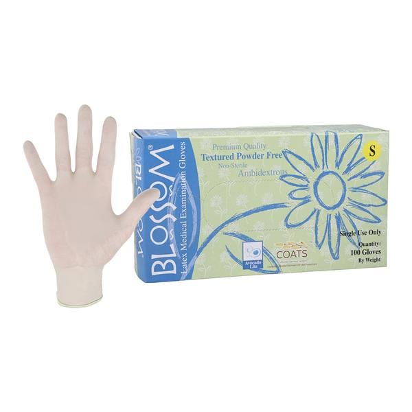 Blossom COATS Latex Exam Gloves Small Light Green Non-Sterile